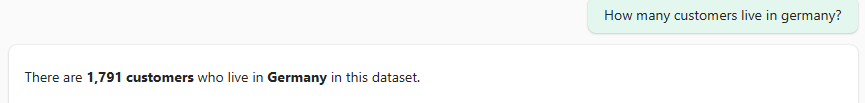 The agent answering that 1,791 customers live in Germany